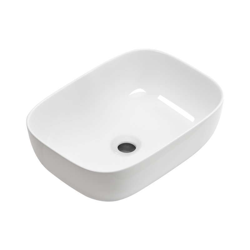 Lavabo vasque de salle de bain au-dessus du comptoir - vasque ovale en céramique blanche, lavabo moderne pour rénovation de salle de bain