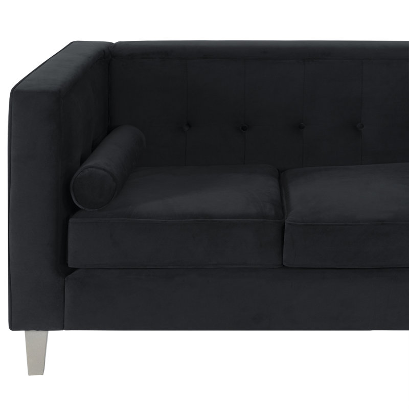  Canapé en velours Ezriah Mid Century, Velours noir