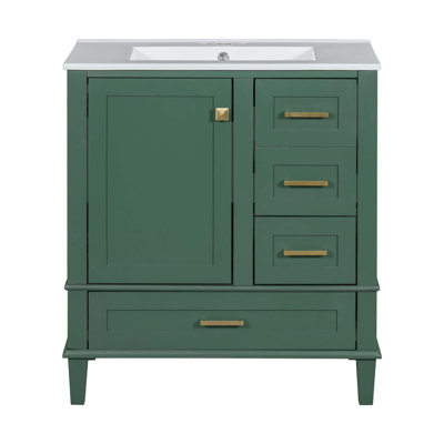 Meuble-lavabo simple 30 po avec plateau en céramique Shalynn