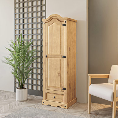 Harietta 1 Door Solid Wood Wardrobe