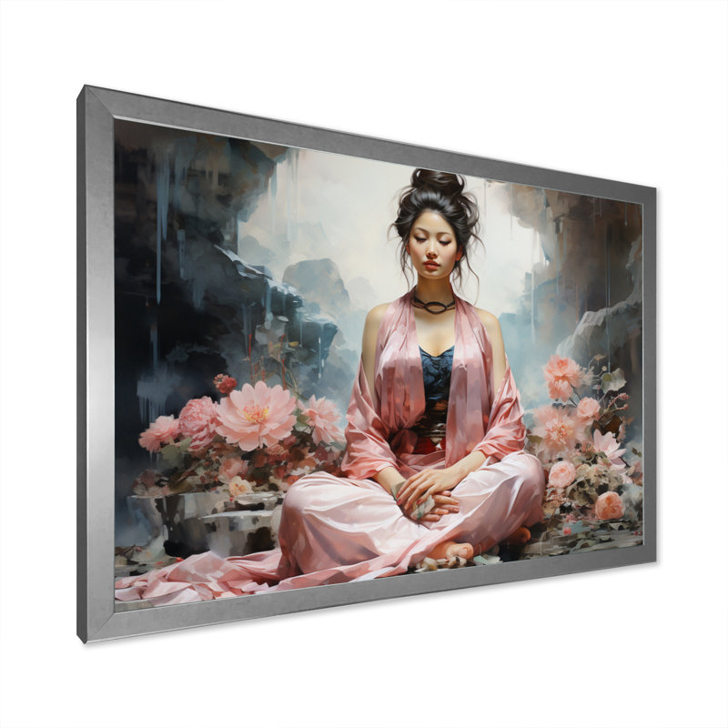 Art asiatique, bodhisattva Grace II - impression, Cadre photo argenté, H 12 po x l 20 po x P 1 po