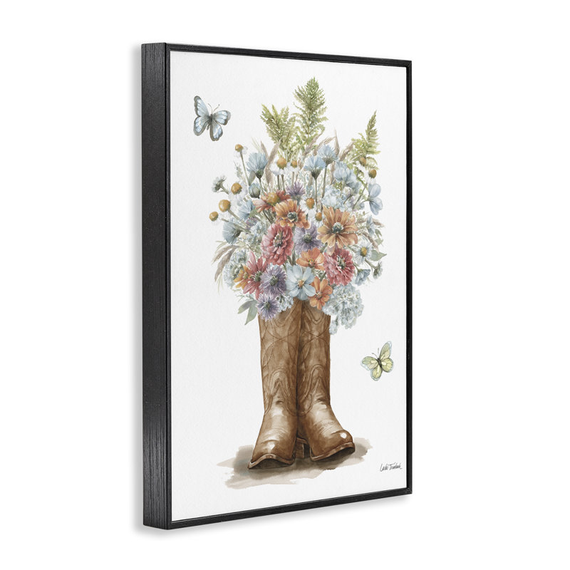 «Wildflower Western Bouquet», estampe numérique par Leslie Trimbach, Giclée encadrée noir minuit, H 18 po x l 12 po