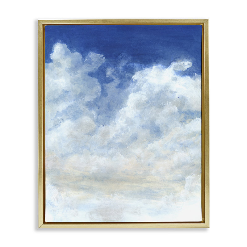 «Full Clouds In Blue Sky», art mural sur toile flottante par Grace Popp, Cadre flottant métallique doré, H 31 po x l 25 po