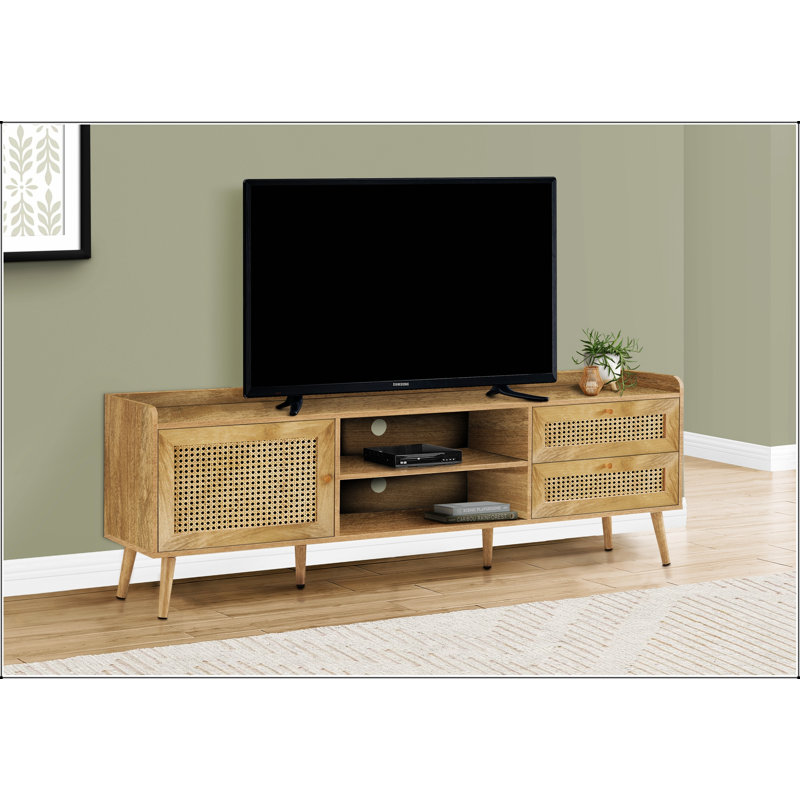 Transitional Laminate TV Stand with Storage, Ideal for Living Room and Bedroom Media Entertainment Center, Walnut