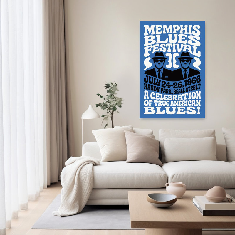 «Memphis Blues Festival», art rétro rétro classique, 60" H x 40" W