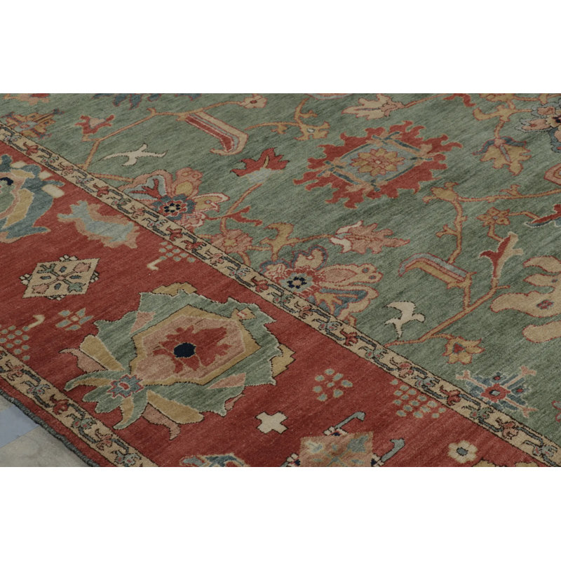 Rug & Kilim’S Oversized Sultanabad Style Rug In Teal Green With Floral Patterns