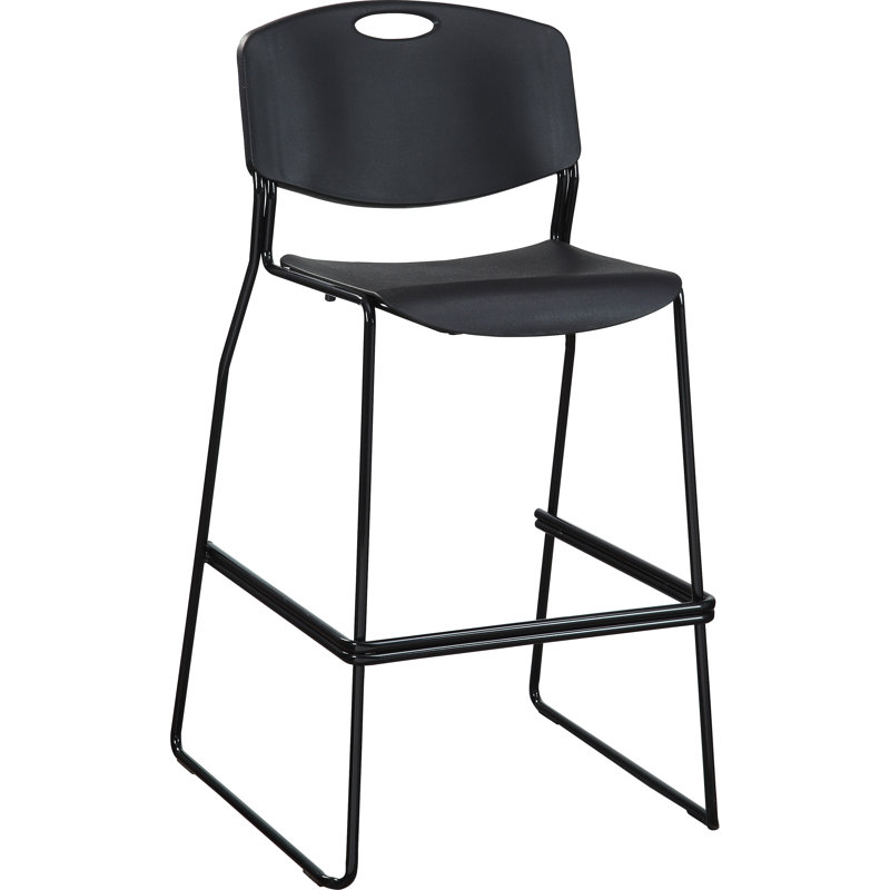 Sleek Black Steel and Acrylic Stacking Bistro Chair, Set of 2