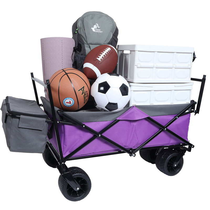 Chariot pliable de 480 lb avec auvent, poussette de chariot avec roues tout-terrain de 7 po, chariot pliable léger, grande capacité pour le camping, le magasinage, les sports et le jardin, mauve avec moustiquaire