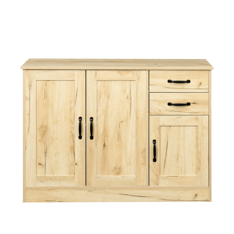 Buffet 43,3 "en chêne avec 2 portes, 1 rangement et tiroirs - Armoire de vestibule moderne, 43,3 pouces pour la maison