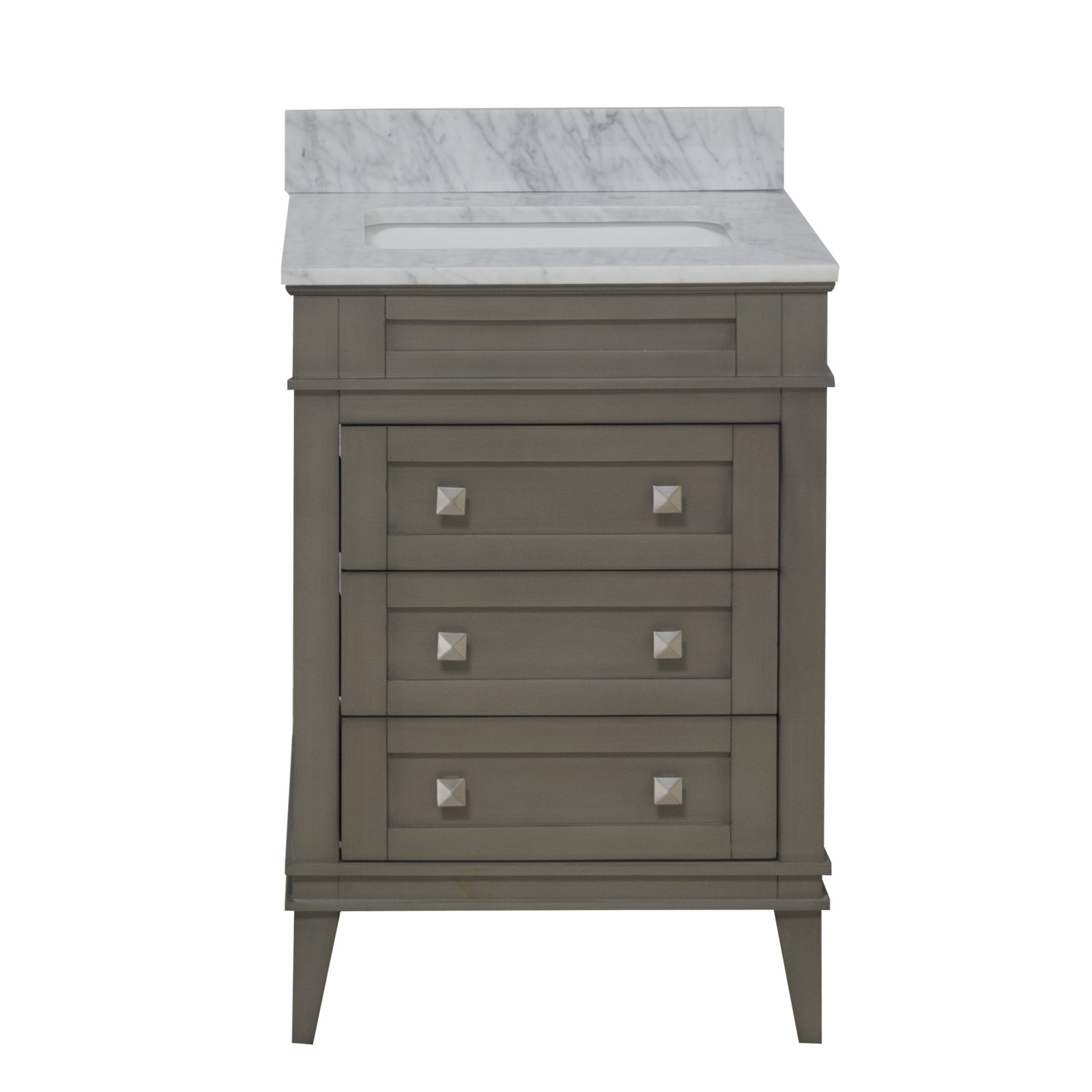 24'' Single Bathroom Vanity, Carrara Marble, Weathered Gray