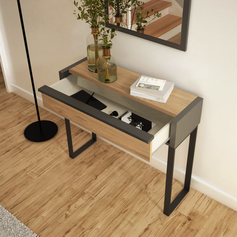 Myrone Dressing Table with Mirror, Walnut/Grey