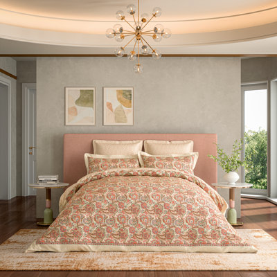 V&A Elysian Cotton Floral Duvet Cover Set with Pillowcases