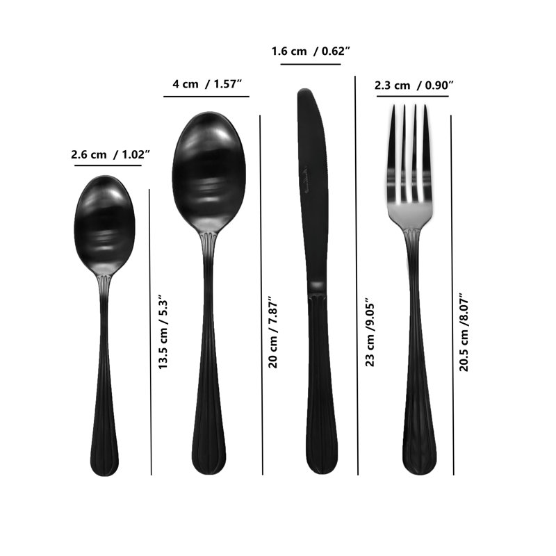 Ensemble de couverts Renoir, service pour 4, Noir