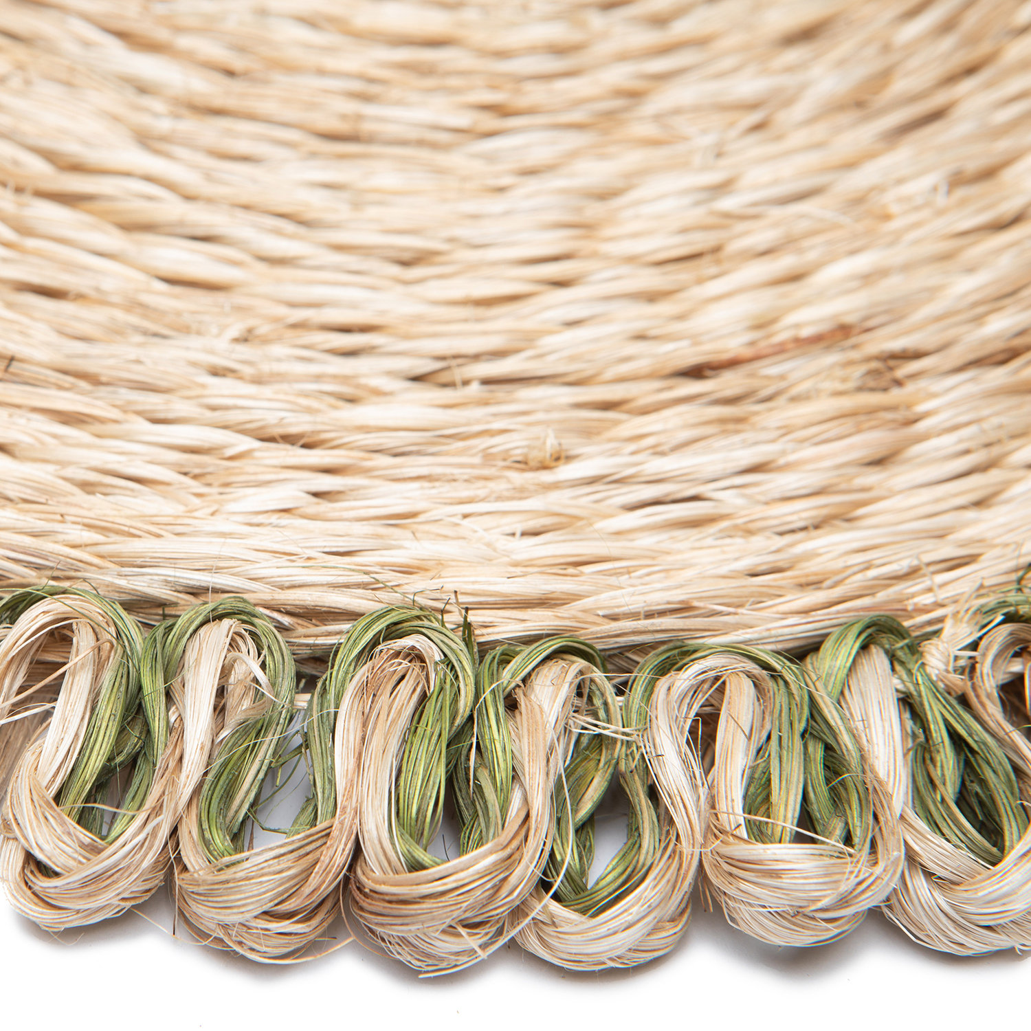 Amaretto Abaca Placemat, Natural/Olive Green