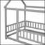 Lit au sol en bois avec cadre de toit de maison et garde-corps de clôture, parfait pour les chambres d'enfants et les espaces de jeu créatifs-903600400-903600414