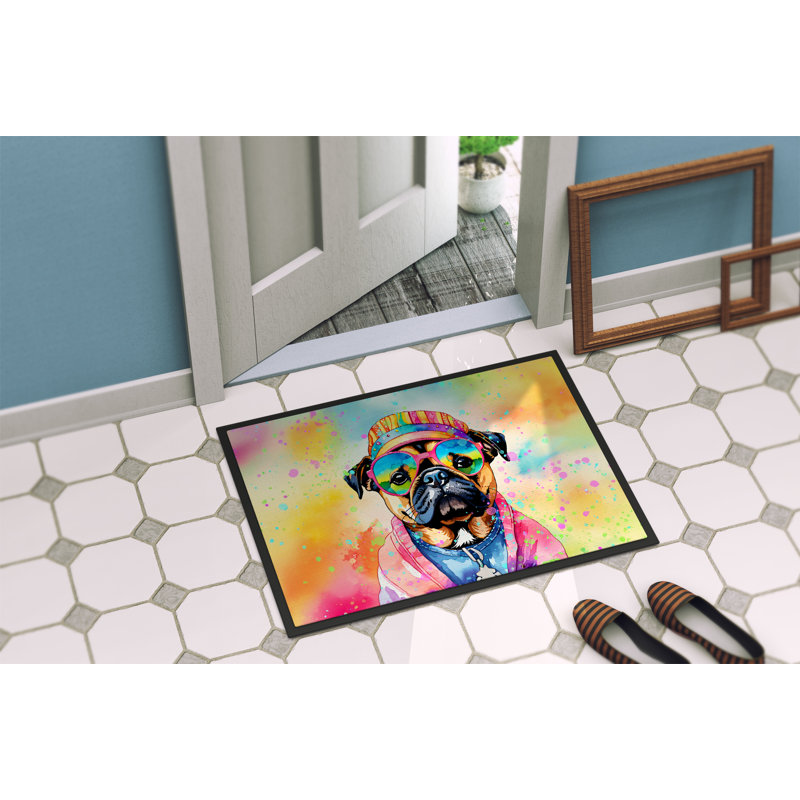 Tapis d'intérieur ou d'extérieur Pug Hippie Dawg 24 x 36