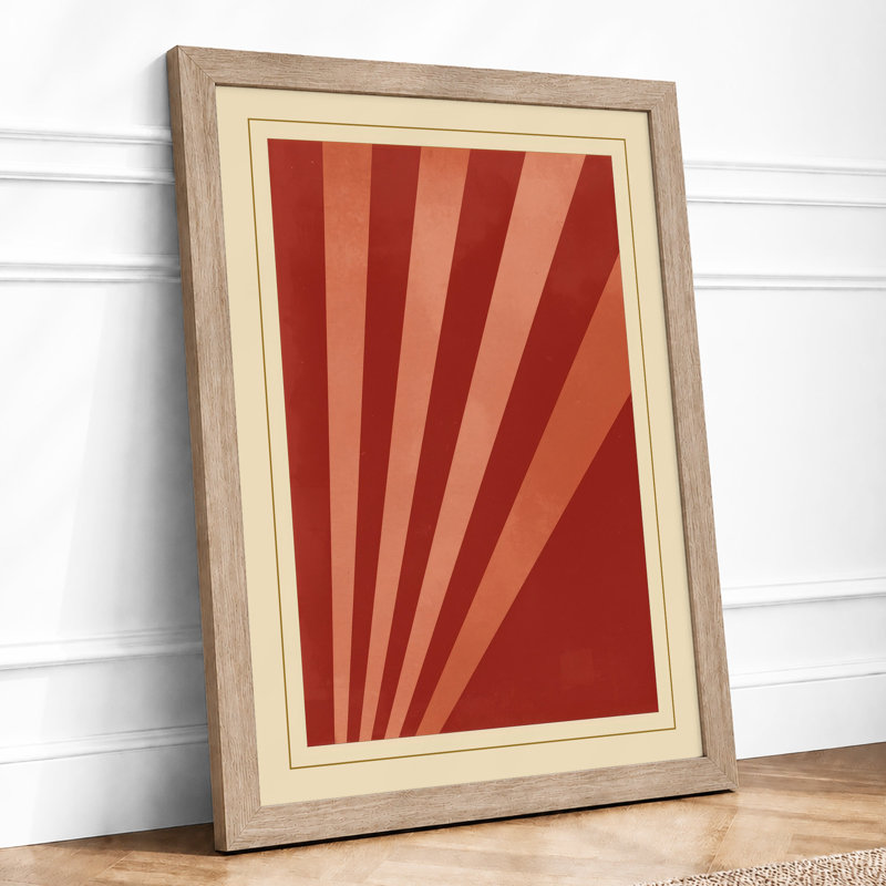 Radiating Lines Geometric - Framed Print, A4 - 29.7 x 21.0 cm, Oak