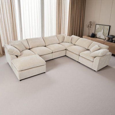 Oversized Modular Sectional Sofa With Ottoman L Shaped Corner Sectional For Living Room, Office, Spacious Space