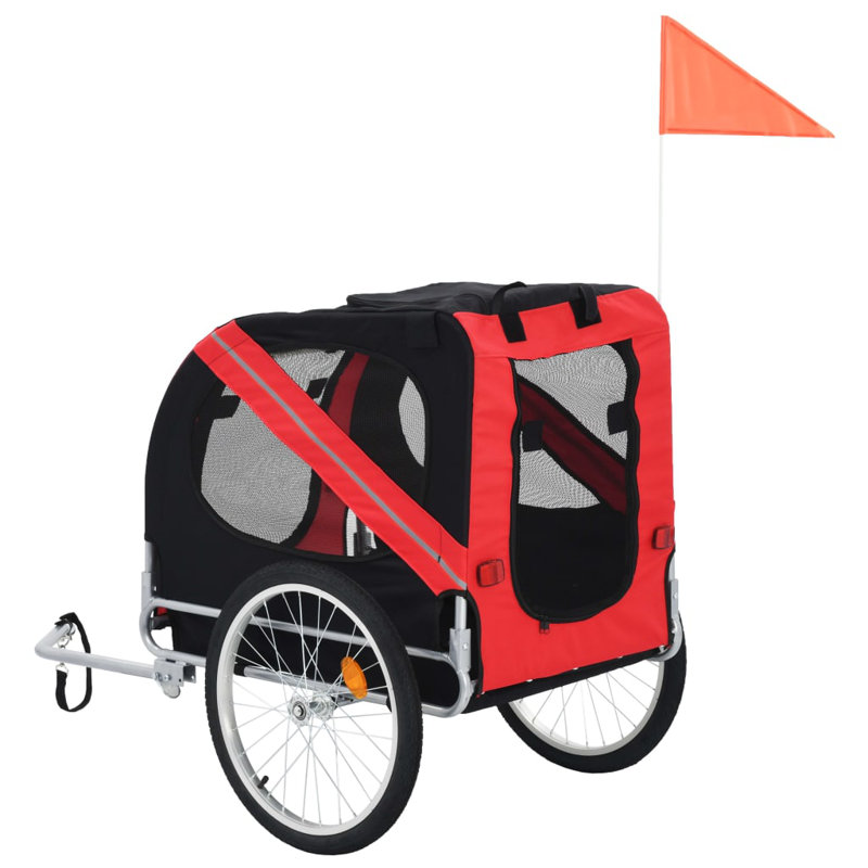 Chariot pour voiturette pliable pour chien, Rouge/noir