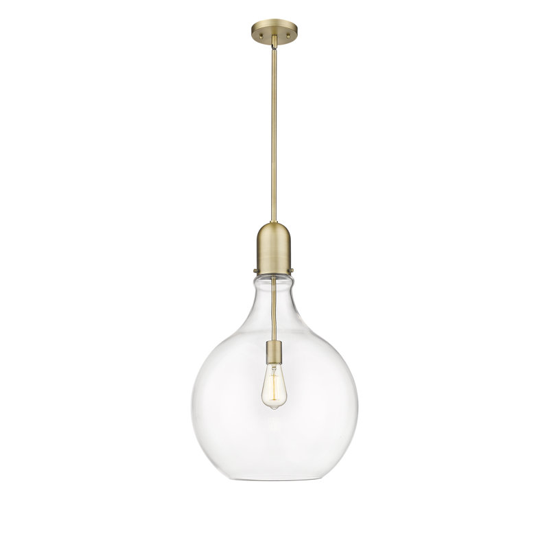 1 - Light Single Pendant, Brushed Brass, 57.75" H x 15.75" W x 15.75" D, Clear