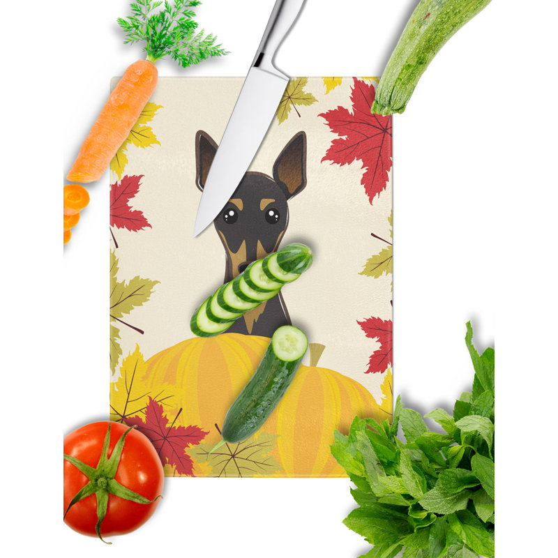 Caroline's Treasures Tempered Glass Thanksgiving Cutting Board, Min Pin