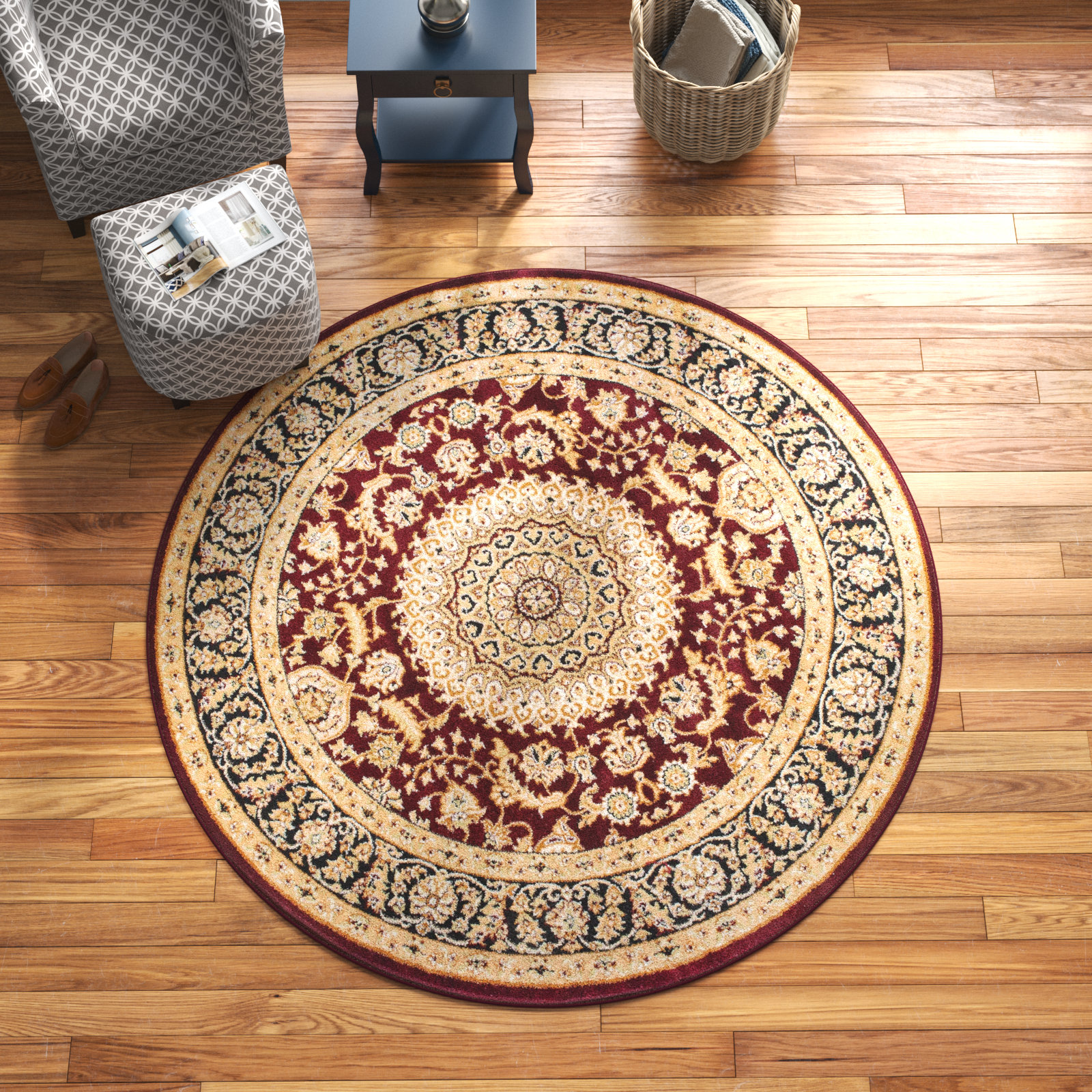 Andover Mills™ Shiflett Oriental Burgundy/Mustard/Black Area Rug ...