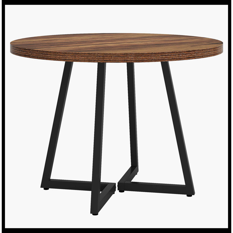 31.5" Dining Table, Industrial Kitchen Dinner Table With Metal Base