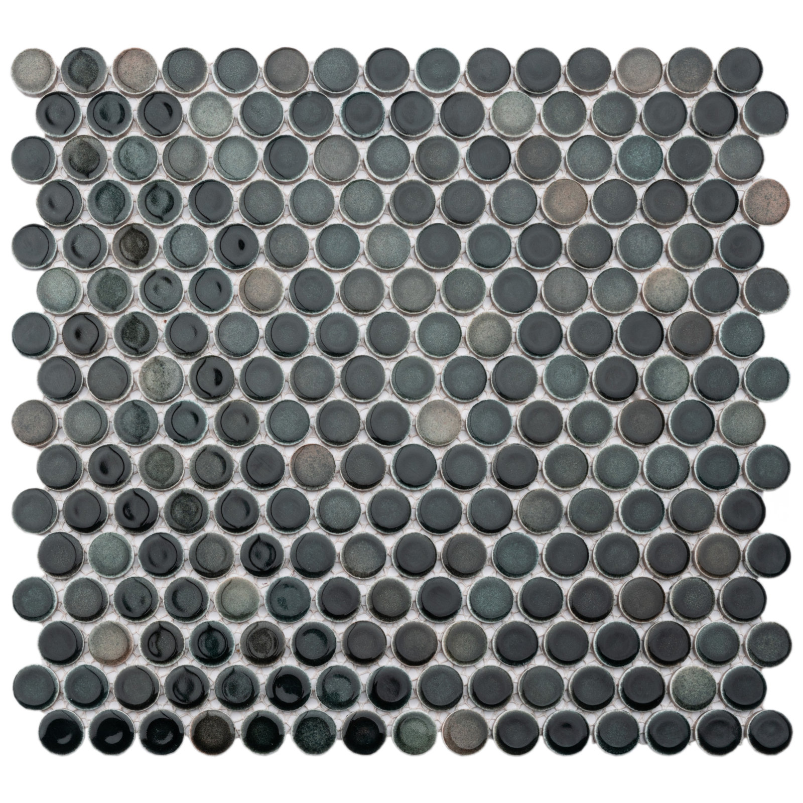 Hudson Penny Round Porcelain Mosaic Tile, Stormy Night