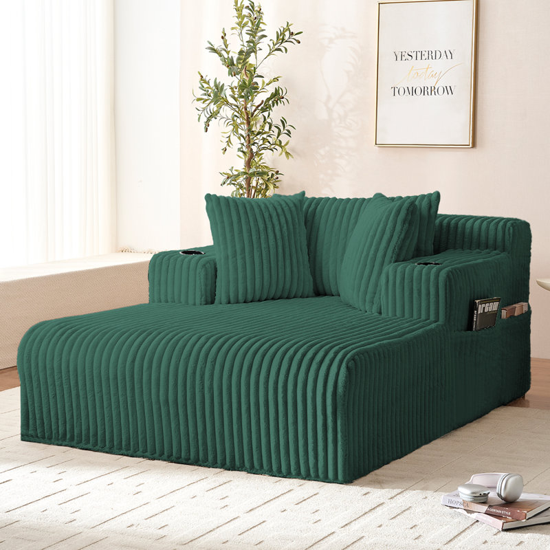 New Upgrade Corduroy Overstuffed Chaise Lounge Chair & Pillows – Comfy Deep Seat Cloud Sofa Couch for Living Room, Bedroom, Nursery