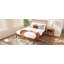 Lit plateforme en bois de bambou massif de style bohémien avec tête de lit de 46,5 pouces de hauteur, lattes en bois et support en métal-1029266495-1029266492