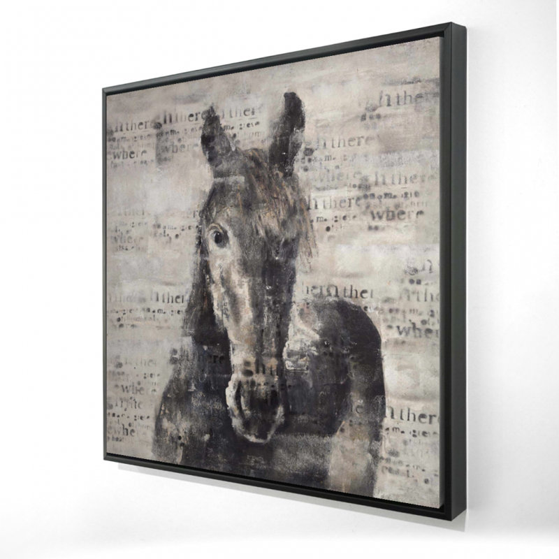 Abstrait, typographie de cheval, toile - animaux de ferme, H 25,25 po x l 25,25 po