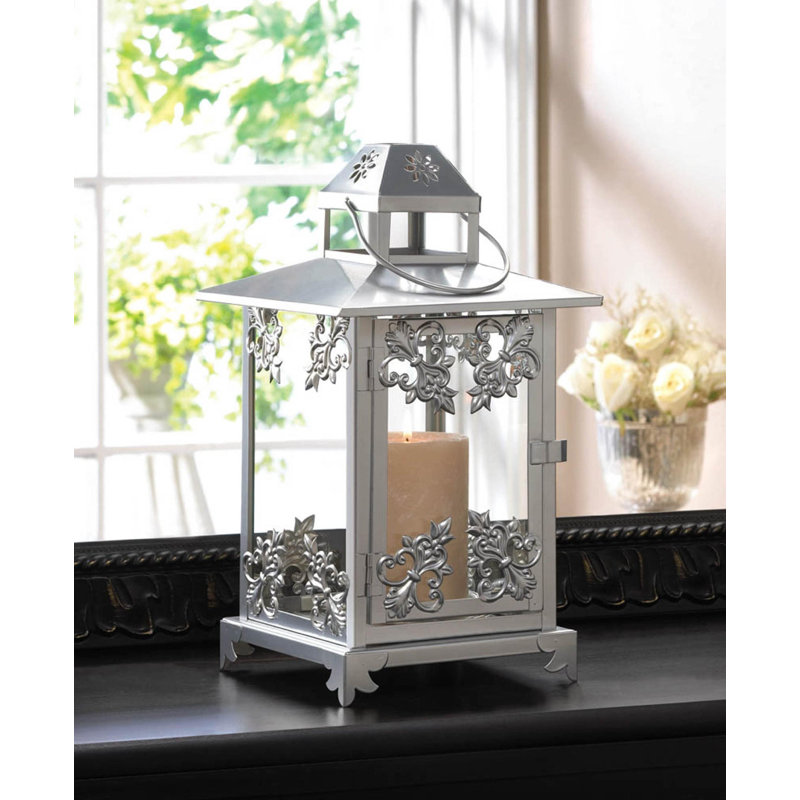 LANTERNE BOUGIE SILVER SCROLLwork