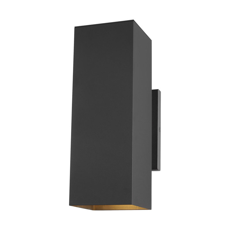 Medium Two Light Outdoor Wall Lantern, 14.25" H x 5" W x 7.75" D, Black, No