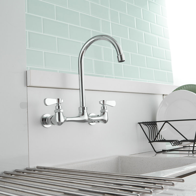 Double Handle Wall Mount Standard Kitchen Faucet