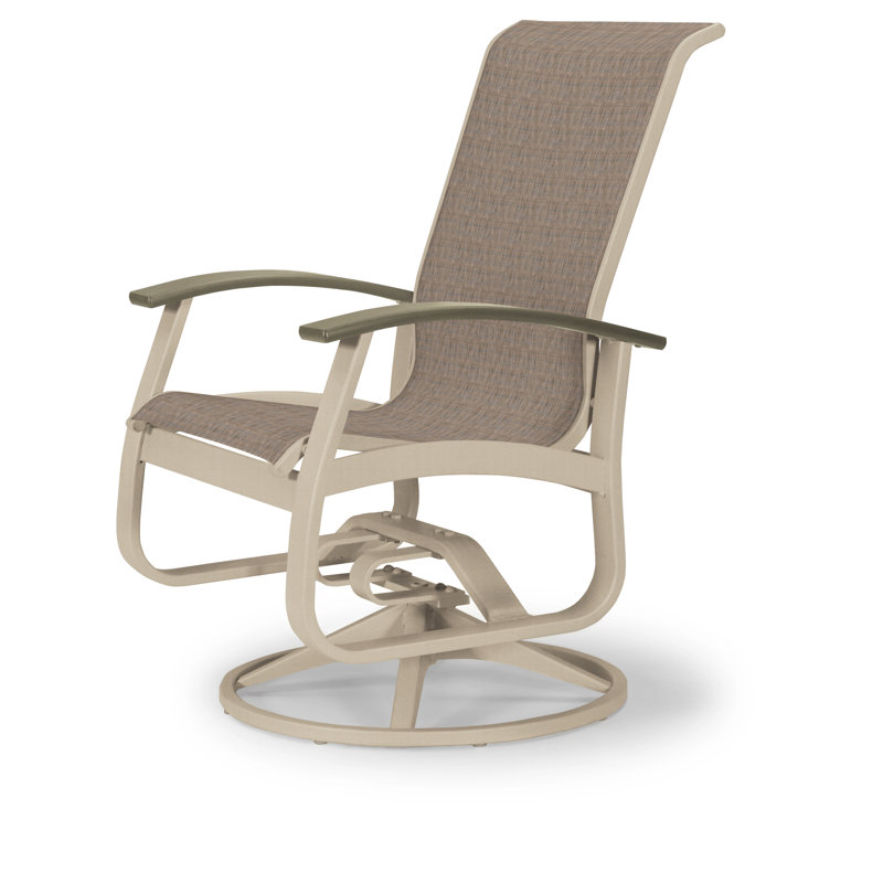 Chaise de patio pivotante Askar, Bleu marine 13D Sunbrella®, Beachwood P40, Bois de plage texturé