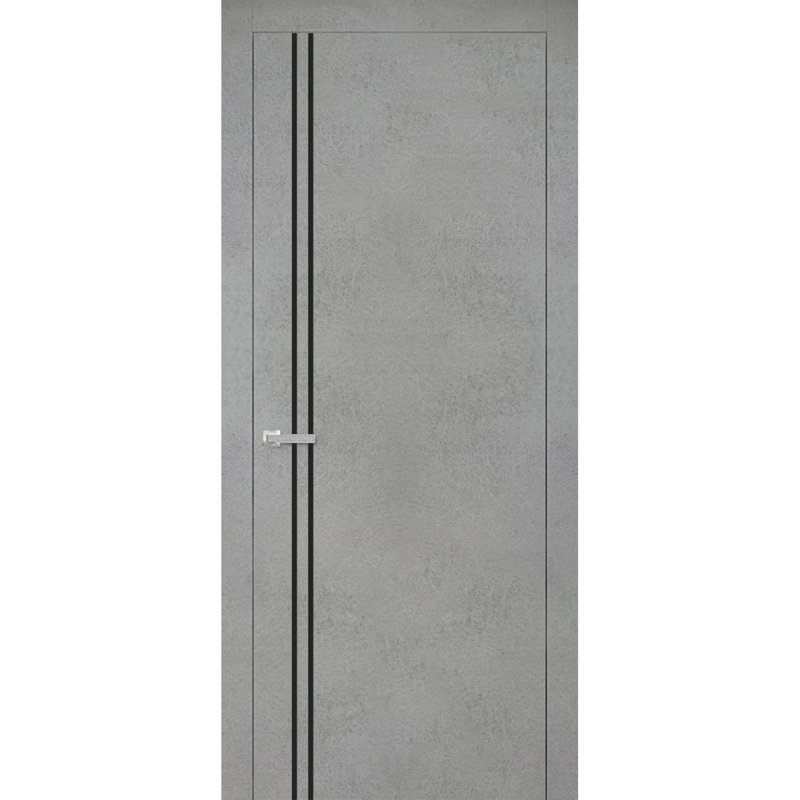 Porte intérieure moderne en bois pré-montée avec quincaillerie Planum 0016, cadre en béton à panneau unique, portes robustes pour salle de bain et chambre à coucher - 24 po x 96 po