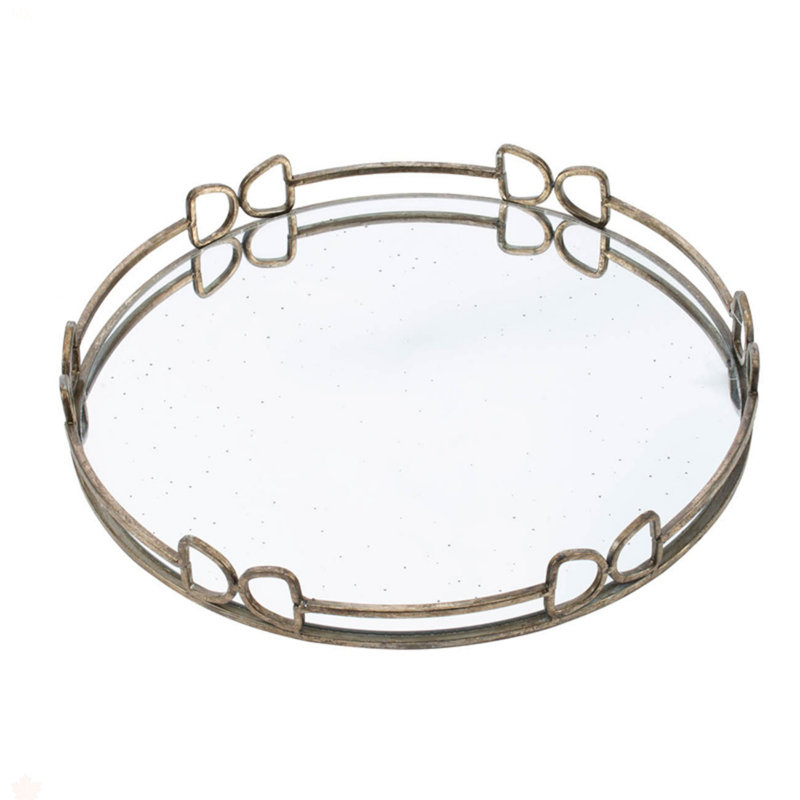 Plateau miroir argenté rond D16.1X2 "Valentina