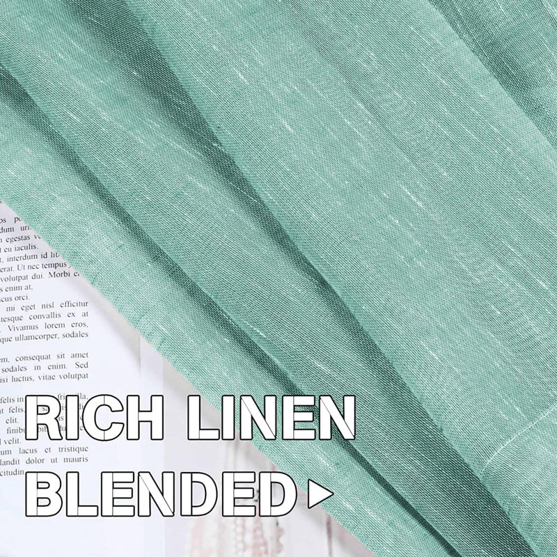 Linen Blend Sheer Curtain Pair, 52" W x 84" L, Sea Mist
