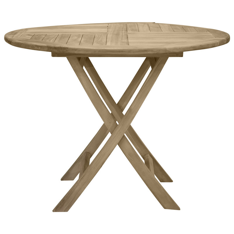 Baek Round Solid Wood Metal Extendable Outdoor Patio Table, 75cm H x 100cm L x 100cm W
