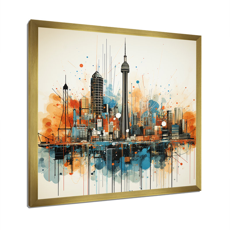 Paysage urbain d'Atlanta, coucher de soleil III - Art mural d'Atlanta, Encadrement doré, H 30 po x l 30 po x P 1,5 po