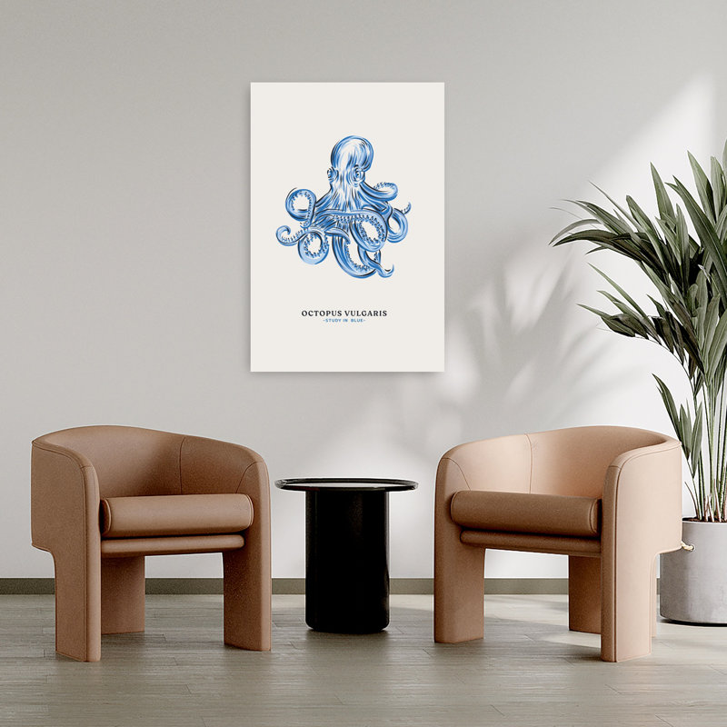 Art contemporain, pieuvre rétro, plage, art mural, H 36 po x l 24 po