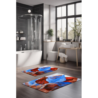 Ensemble de tapis de bain de luxe (2 pièces), 100% polyester, 16,0 x 23,6 pouces et 23,6 x 39,4 pouces | Conception antibactérienne antidérapante, hauteur de poils de 0,3 po | Lavable à la machine, durable et facile à nettoyer | Idéal pour la décoration de salle de bain