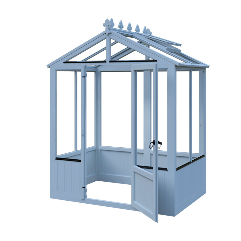 Holkham Wooden 4 ft x 6 ft Greenhouse, Blue