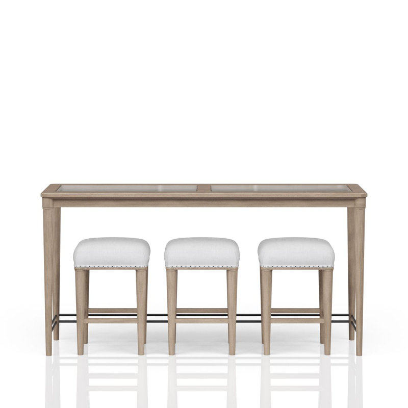 Console en verre givré avec tabourets