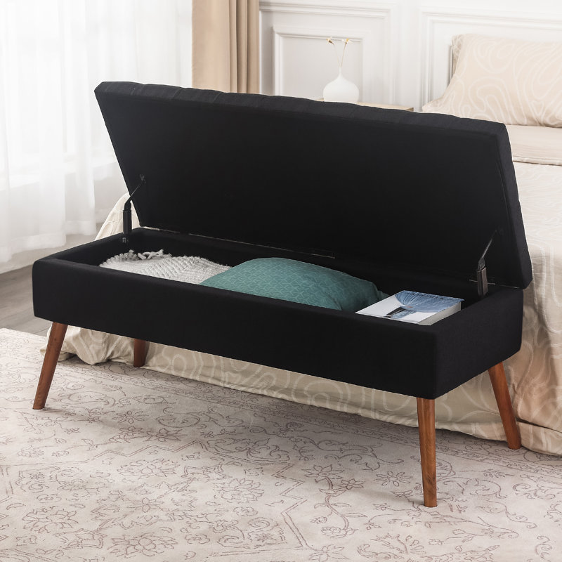 47-Inch Storage Ottoman Bench, Black