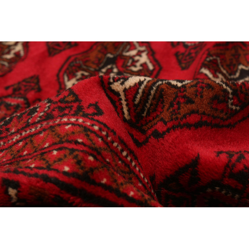 Tapis rouge en laine noué à la main de conception unique 6 pi 4 po x 9 pi 0 po Teimani