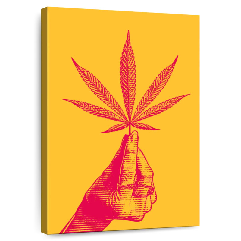 Handing Holding Hemp Leaf, 30" H x 20" W