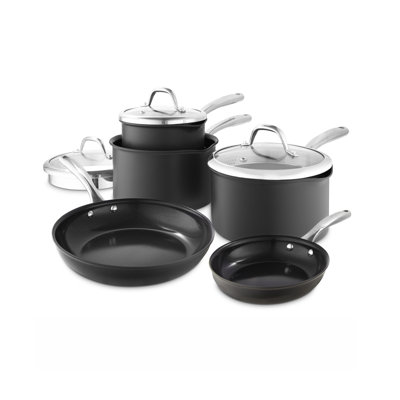 GF900258 Good Food in partnership with Tower Hard Anodised 5 Piece Cookware Set with Tempered Glass Lids, Pouring Lips, 15x Stronger Ceramic Non-Stick Coating, Induction Compatible, Grey