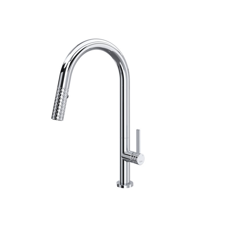 Tenerife Pull-Down Kitchen Faucet With C-Spout, Polished Chrome