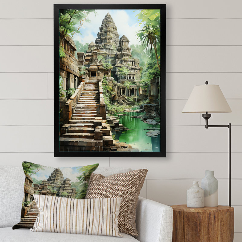 Chaunta Asian Art Journey To Angkor IV, reproduction d'art sur toile, H 40 po x l 30 po x P 1,5 po, Cadre photo noir